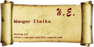 Wanger Etelka névjegykártya